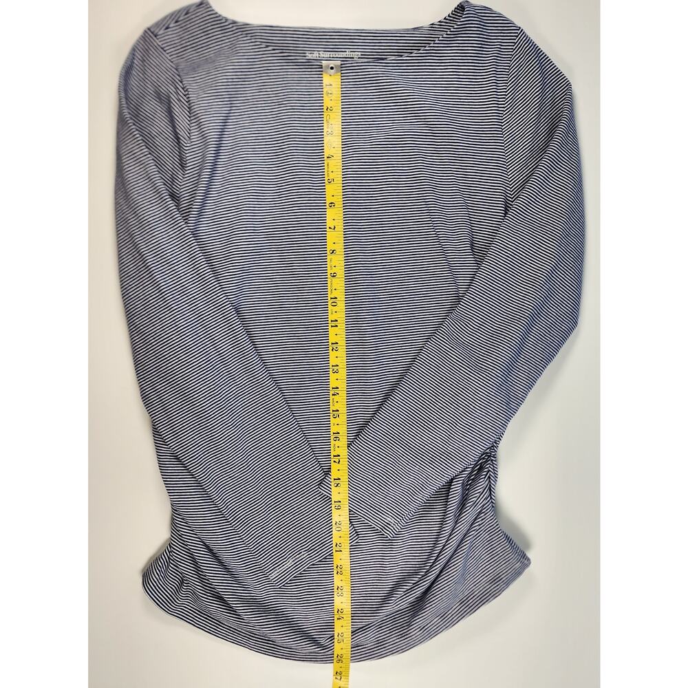 Soft Surroundings Striped Ruched Side Long Sleeve Top Nautical L - Picture 2 of 11